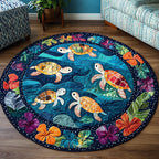 Shelled Wonder Round Mat Rug - washable non-slip printed rug