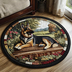 Shepherd Watch Round Mat Rug - washable non-slip printed rug