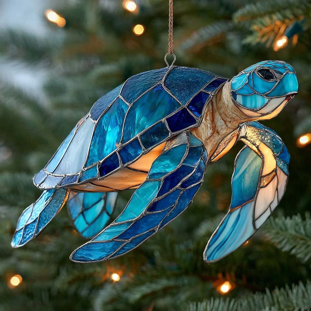 Shimmering Sea Turtle Christmas Ornament