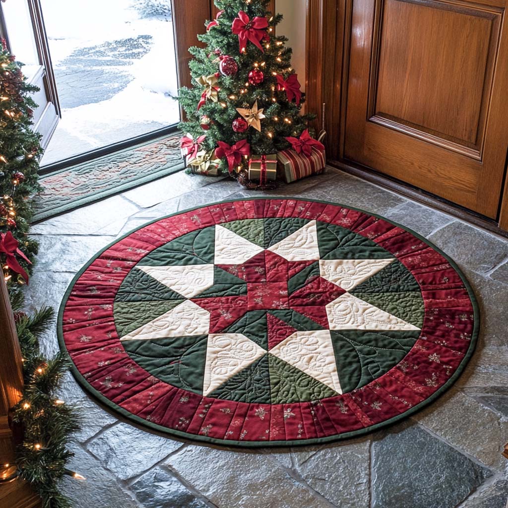 Shining Star Patch Round Mat Rug