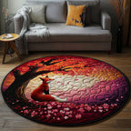 Shinto Flame Round Mat Rug - washable non-slip printed rug