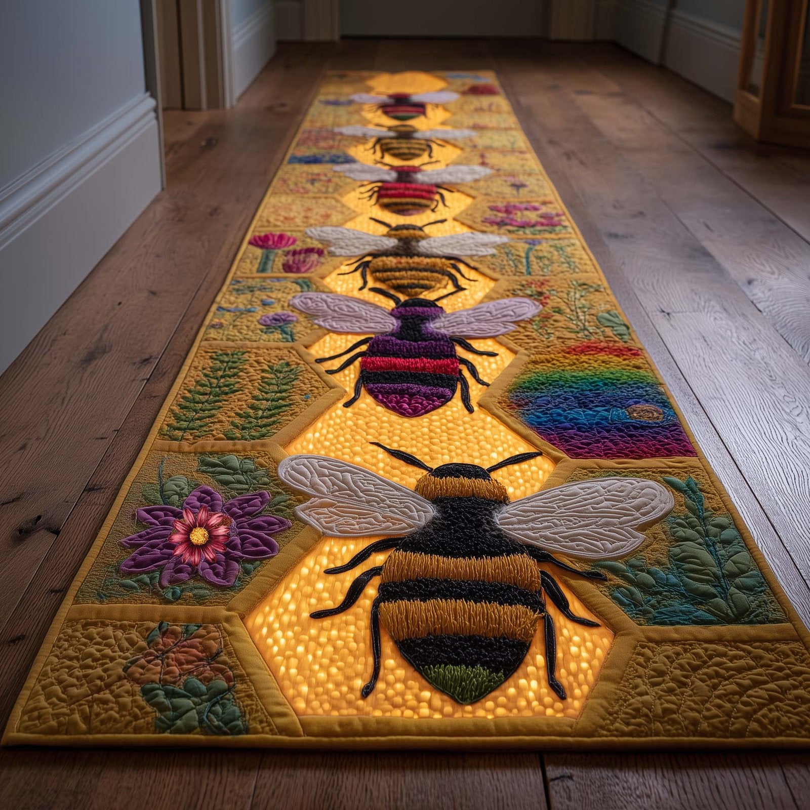 Shiny Bee Runner Rug - Nature Design | Serene Runner Rug