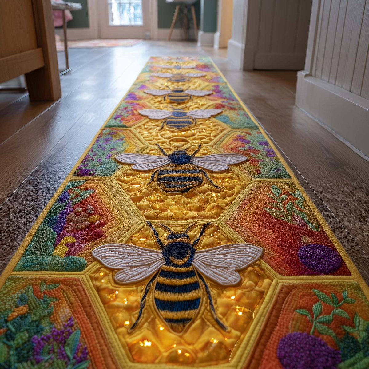 Shiny Bee Runner Rug - Nature Design | Serene Runner Rug