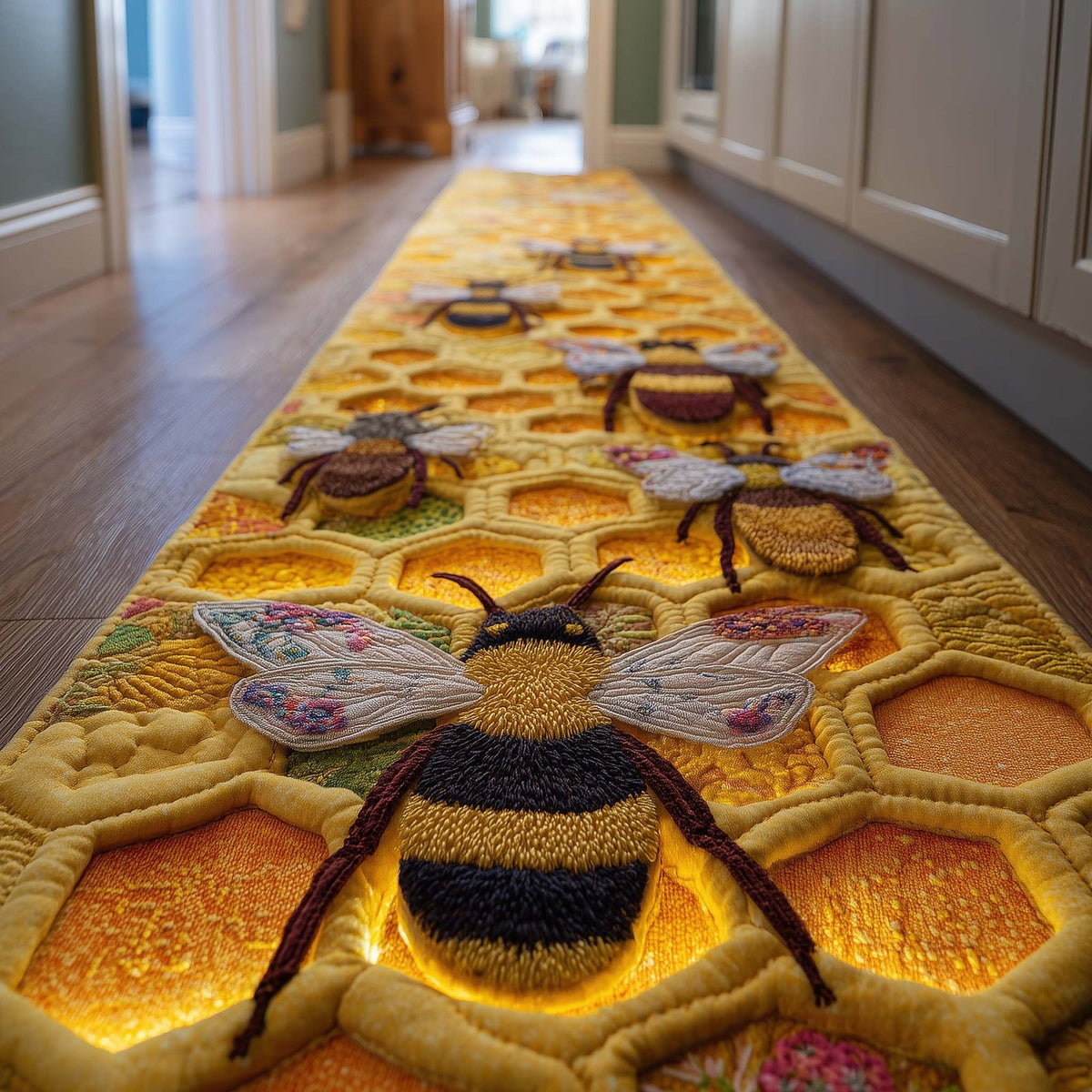 Shiny Bee Runner Rug - Nature Design | Serene Runner Rug