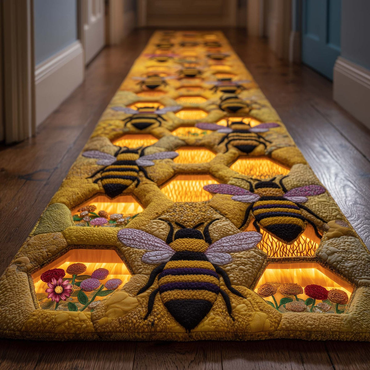 Shiny Bee Runner Rug - Nature Design | Serene Runner Rug
