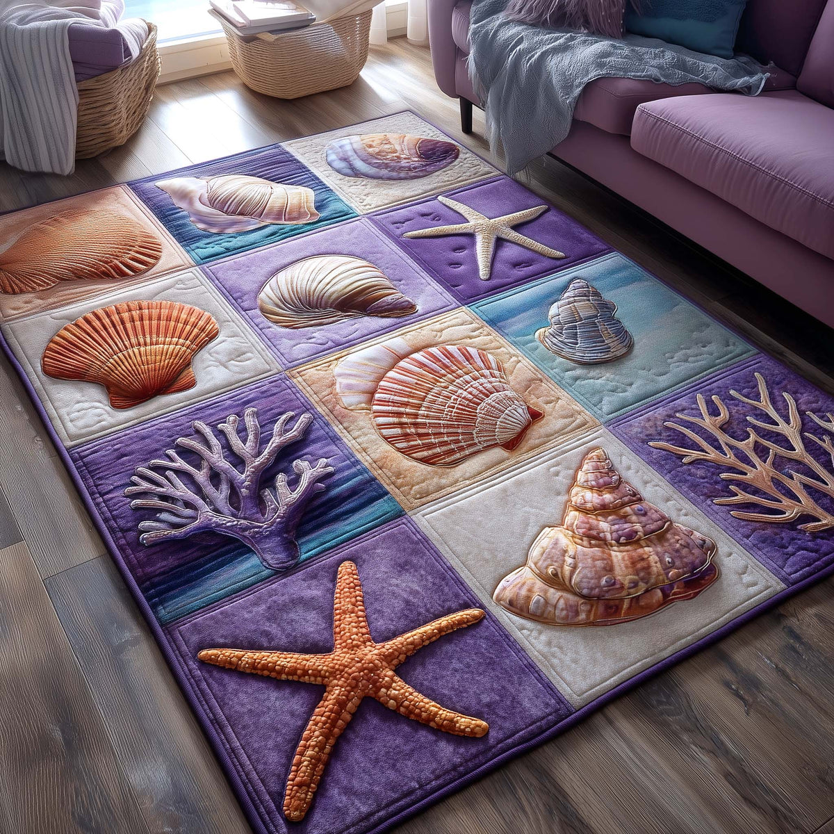 Shoreline Gems area rug in a living room