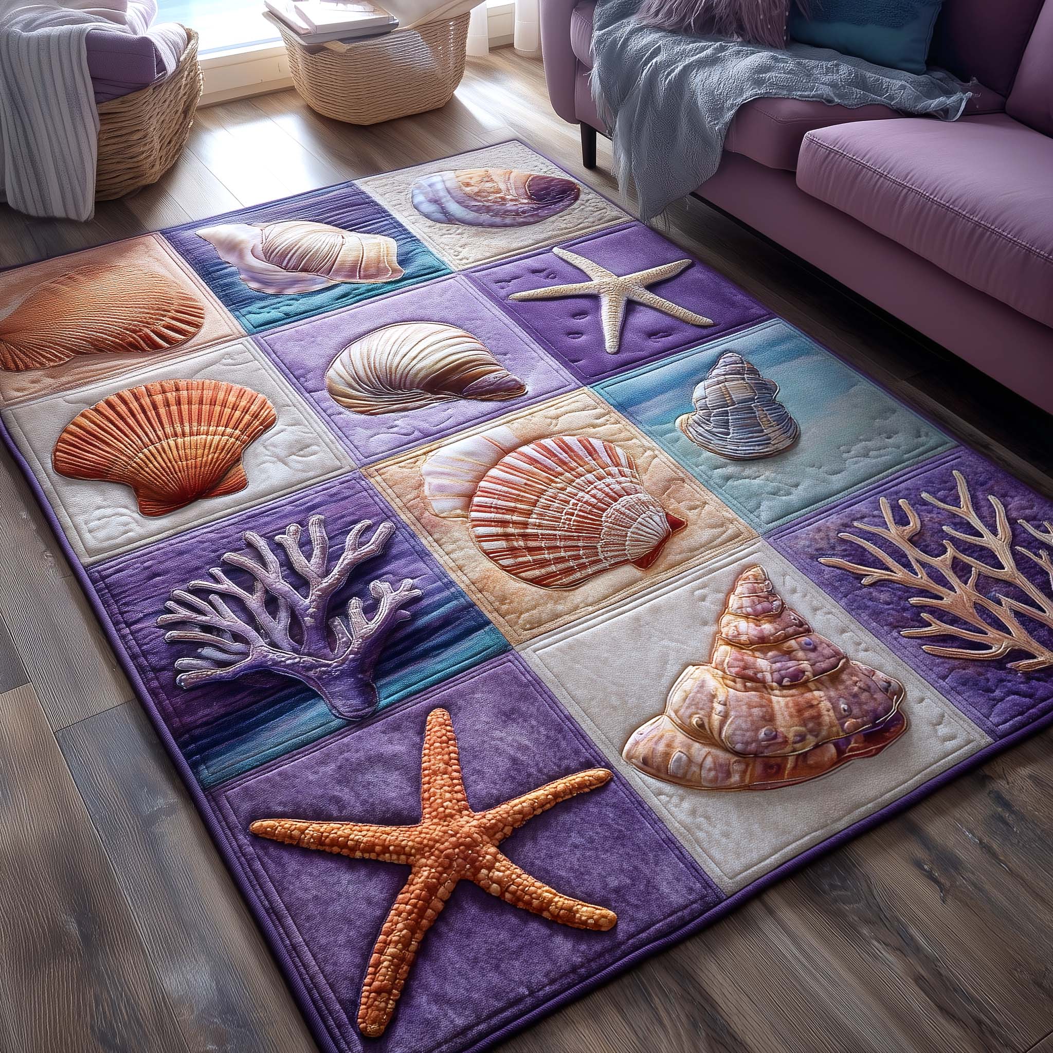 Shoreline Gems area rug in a living room