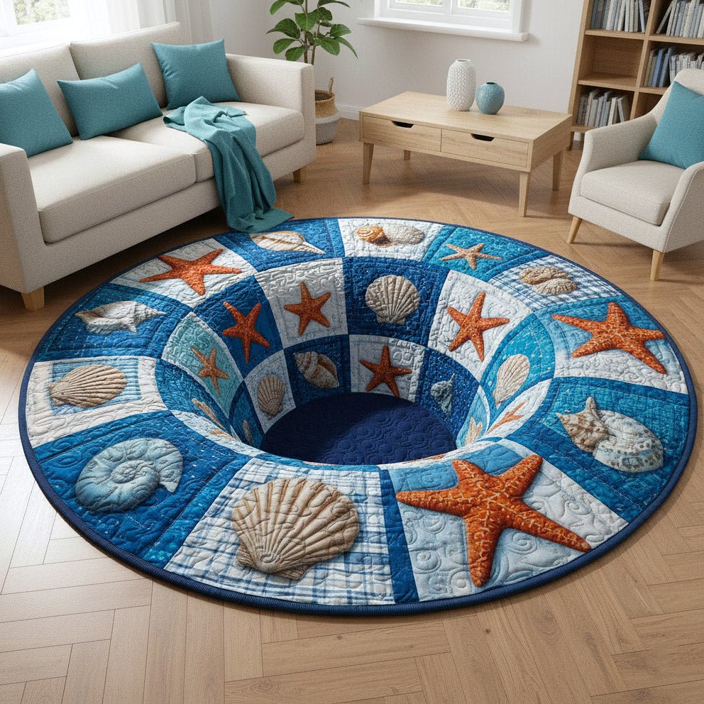 Shoreline Gems Round Mat Rug - washable non-slip printed rug