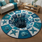 Shoreline Gems (Design 4) Round Mat Rug - washable non-slip printed rug