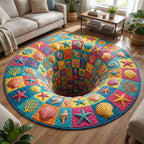 Shoreline Gems (Design 3) Round Mat Rug - washable non-slip printed rug