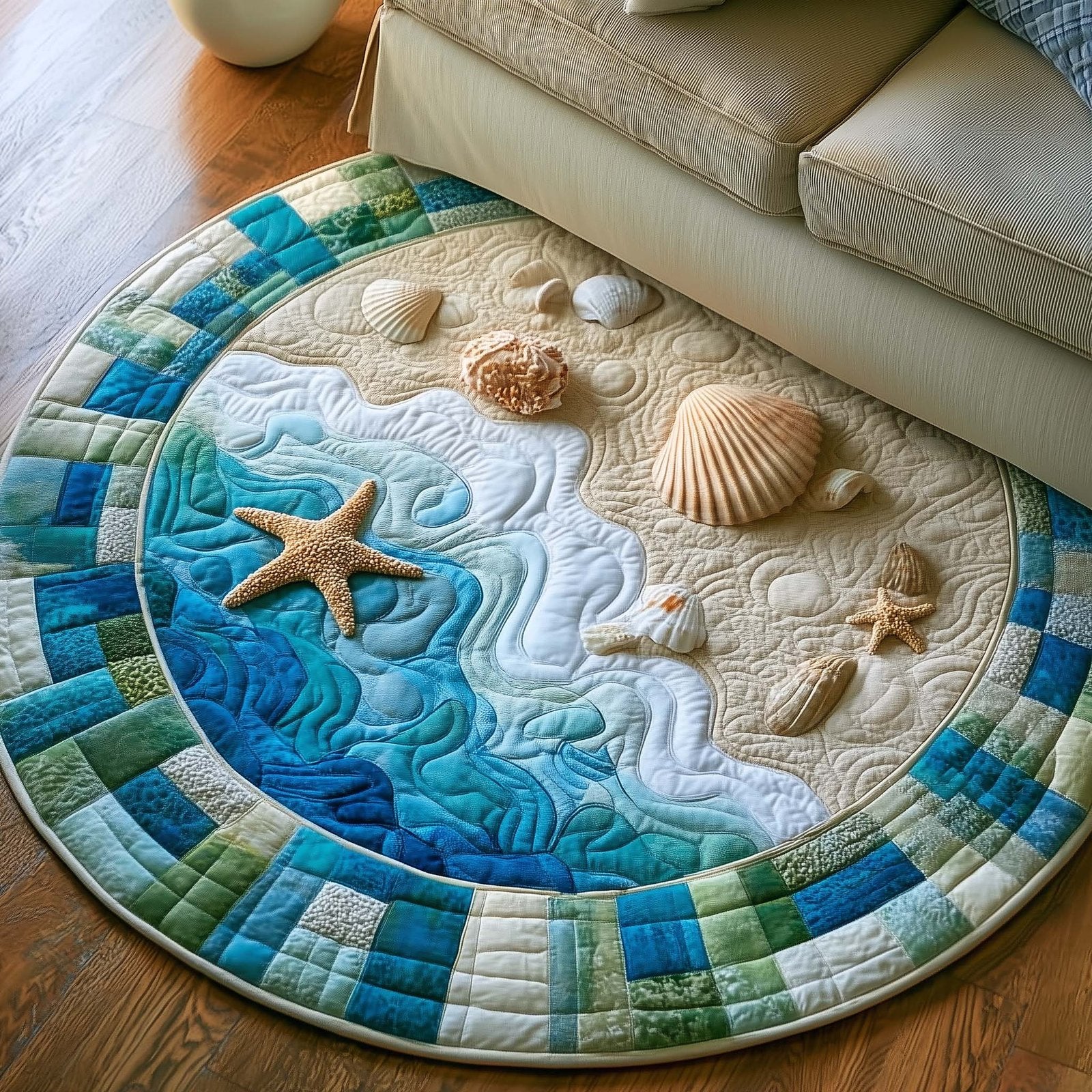 Shoreline Gems Round Mat Rug - Nature Design | Serene Home Decor