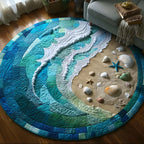 Shoreline Gems (Design 11) Round Mat Rug - washable non-slip printed rug