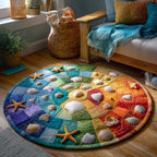 Shoreline Gems (Design 9) Round Mat Rug - washable non-slip printed rug