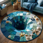 Shoreline Gems (Design 8) Round Mat Rug - washable non-slip printed rug
