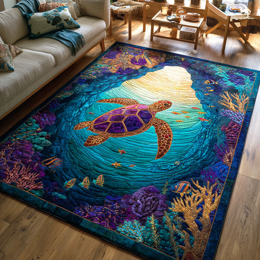 Shoreline Wanderer area rug in a living room