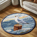 Shoreline Wings Round Mat Rug - washable non-slip printed rug