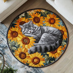 Siamese Sunset Round Mat Rug - washable non-slip printed rug