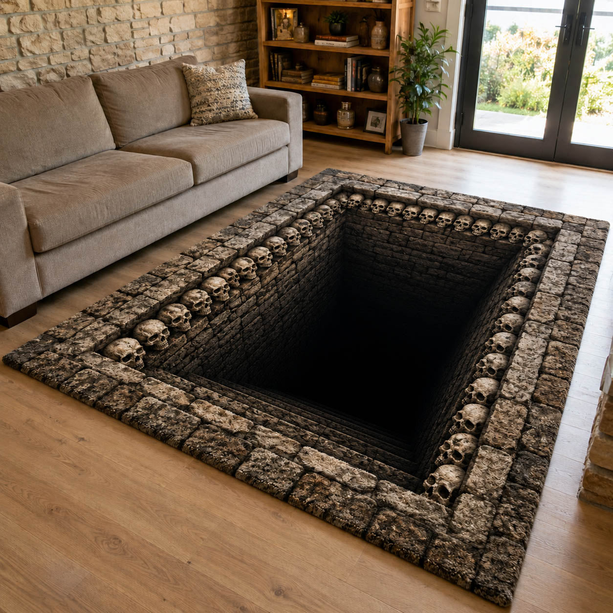 Silent Abyss area rug in a living room
