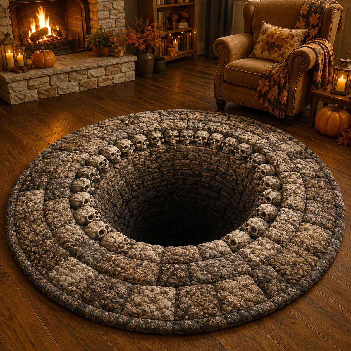 Silent Abyss Round Mat Rug - Nature Design | Serene Home Decor (Design 1) - washable non-slip printed rug