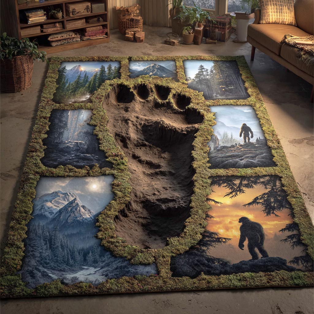 Silent Colossus area rug in a living room