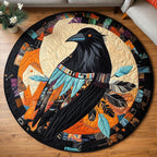 Silent Crow Round Mat Rug - washable non-slip printed rug