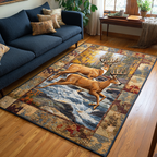 Silent Deer area rug in a living room