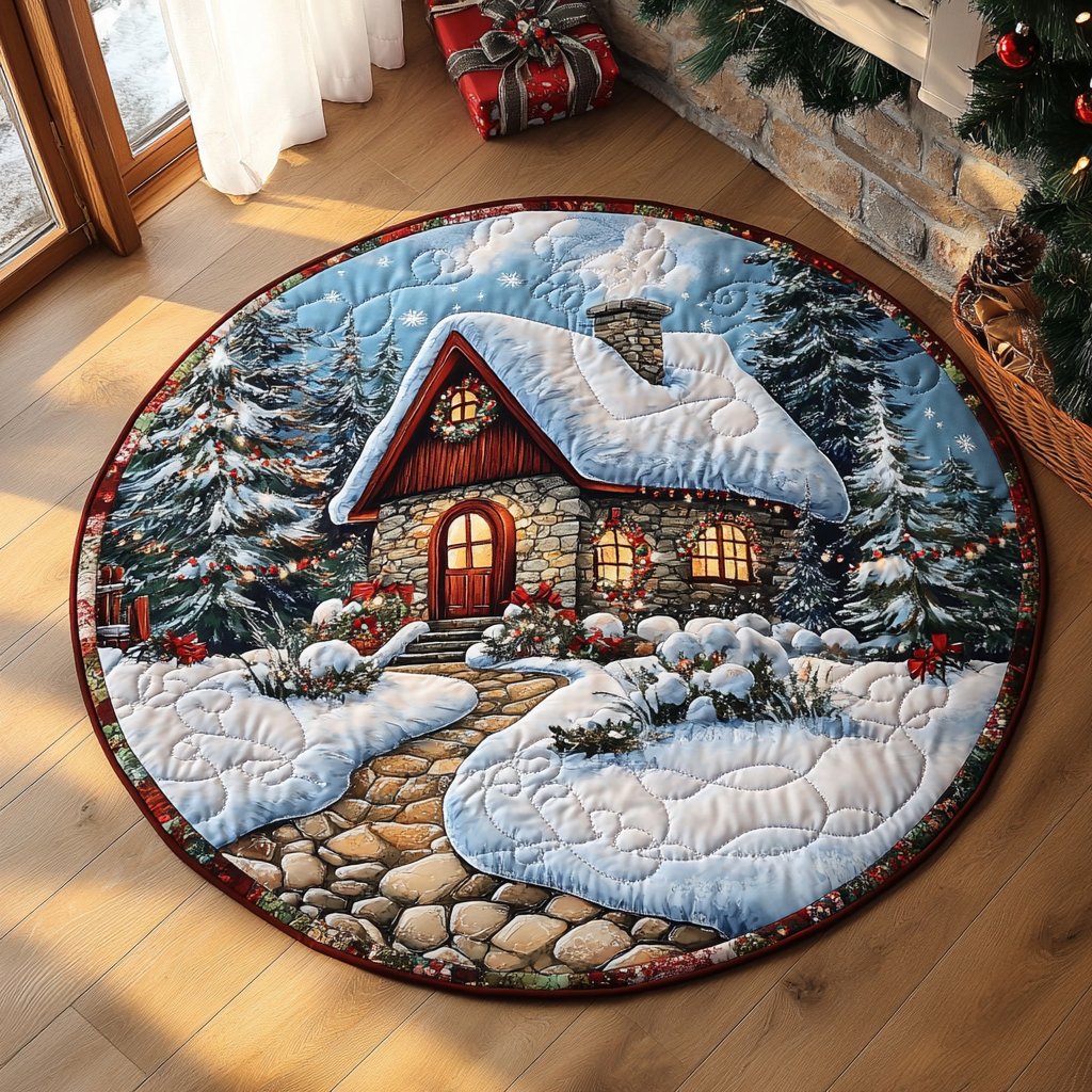 Silent Night Glow Round Mat Rug - washable non-slip printed rug
