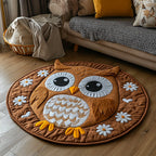Silent Owl Round Mat Rug - washable non-slip printed rug