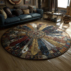 Silent Protector Round Mat Rug - washable non-slip printed rug