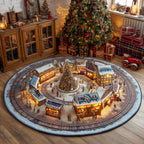 Silent Snow Path Round Mat Rug - washable non-slip printed rug