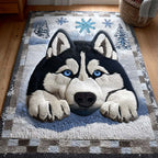 Silent Snow Watcher area rug in a living room