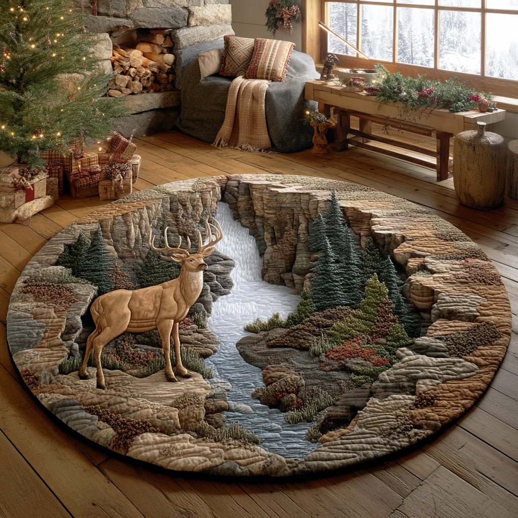 Silent Stag Round Mat Rug - Nature Design | Serene Home Decor