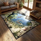 Silent Stream area rug in a living room