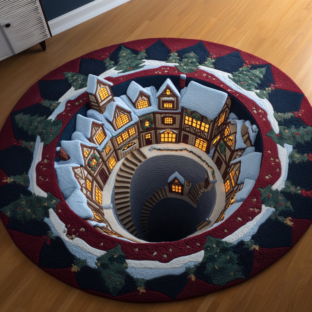 Silent Town Round Mat Rug - Nature Design | Serene Home Decor