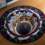 Silent Town Round Mat Rug - washable non-slip printed rug