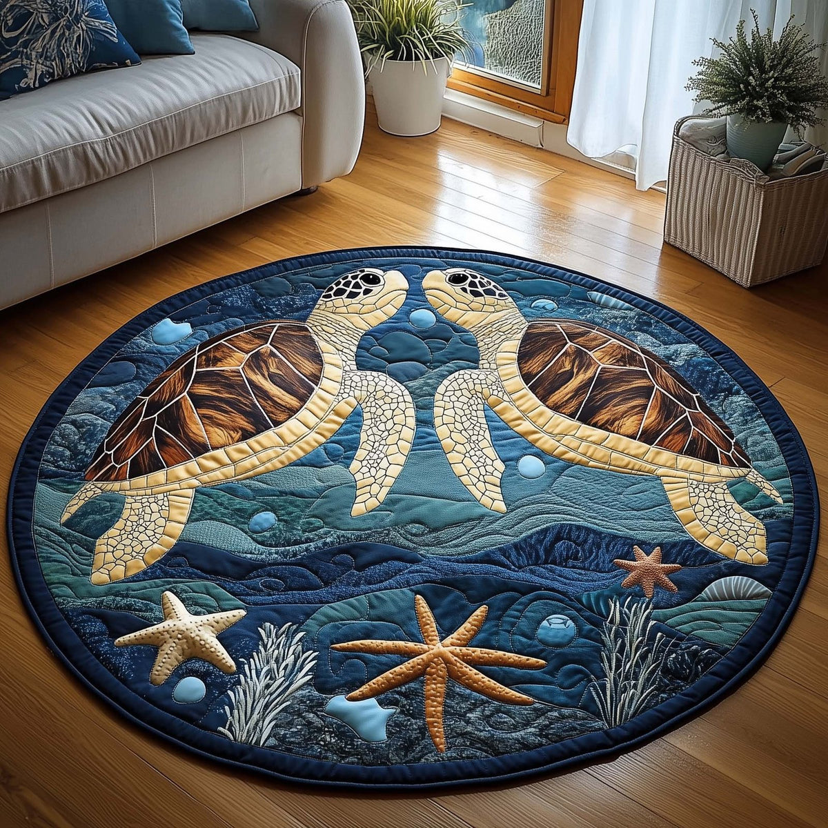 Silent Voyager Round Mat Rug - washable non-slip printed rug