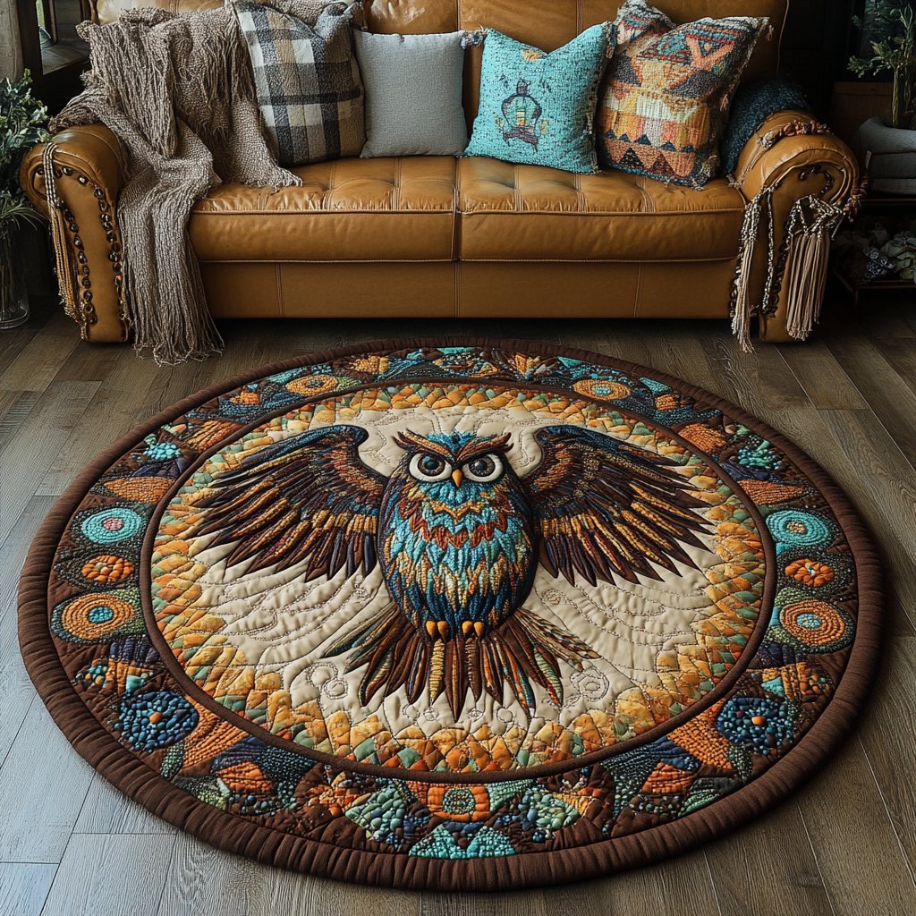 Silent Watcher Round Mat Rug - washable non-slip printed rug