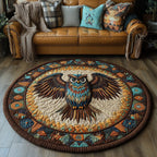 Silent Watcher Round Mat Rug - washable non-slip printed rug