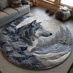 Silent Wolf (Design 2) Round Mat Rug - washable non-slip printed rug