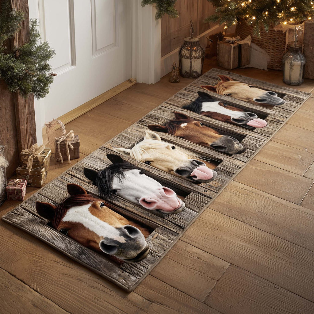 Silly Horse Runner Rug - Cute Pet Design | Animal Printed Runner Rug