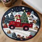 Silver Bells Round Mat Rug - washable non-slip printed rug