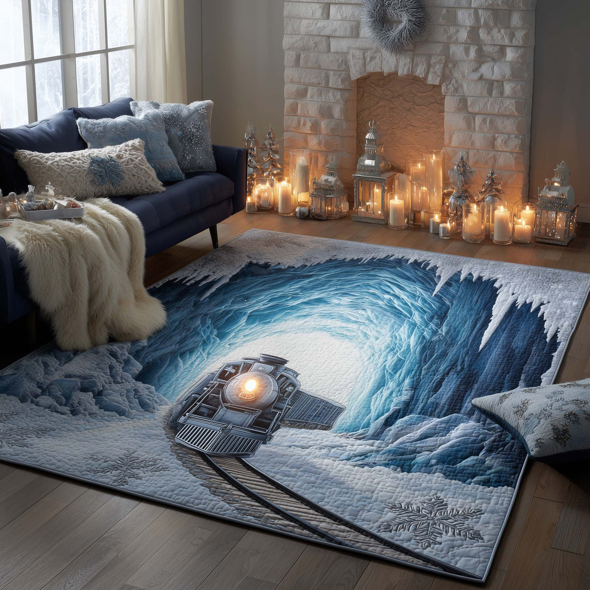 Silver Frost Express area rug in a living room