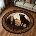 Silver Prowl Round Mat Rug - washable non-slip printed rug