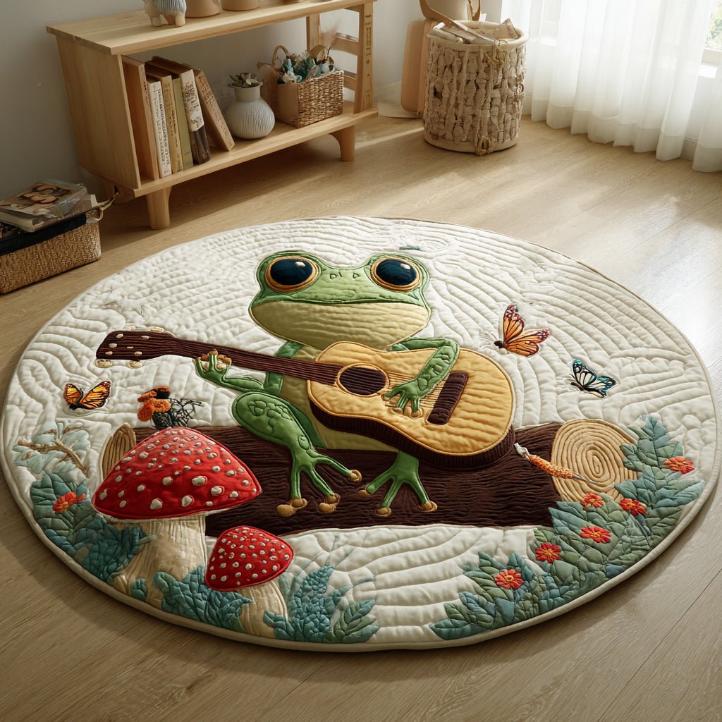 Singing Frog Round Mat Rug - washable non-slip printed rug