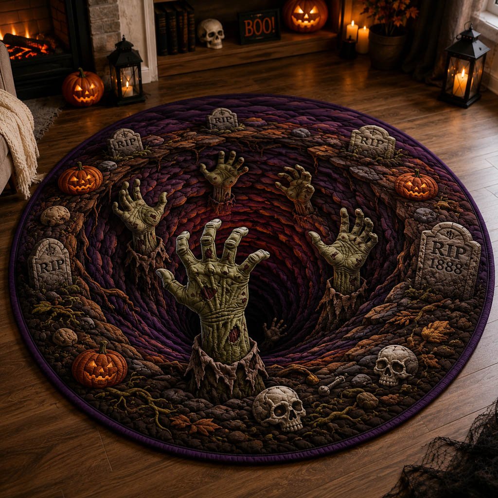 Sinister Chasm Rising Round Mat Rug - washable non-slip printed rug