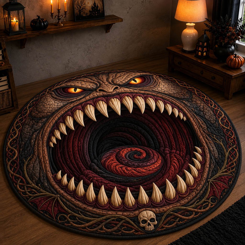 Sinister Manor Whisper Round Mat Rug - washable non-slip printed rug