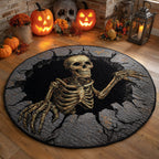 Skeletal Clutch Round Mat Rug - washable non-slip printed rug