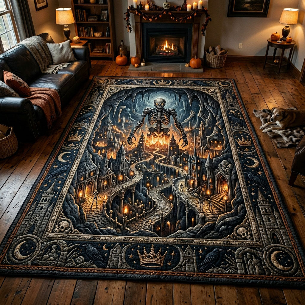 Skeleton City Of The Dead area rug in a living room