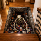 Skeleton Descent area rug in a living room
