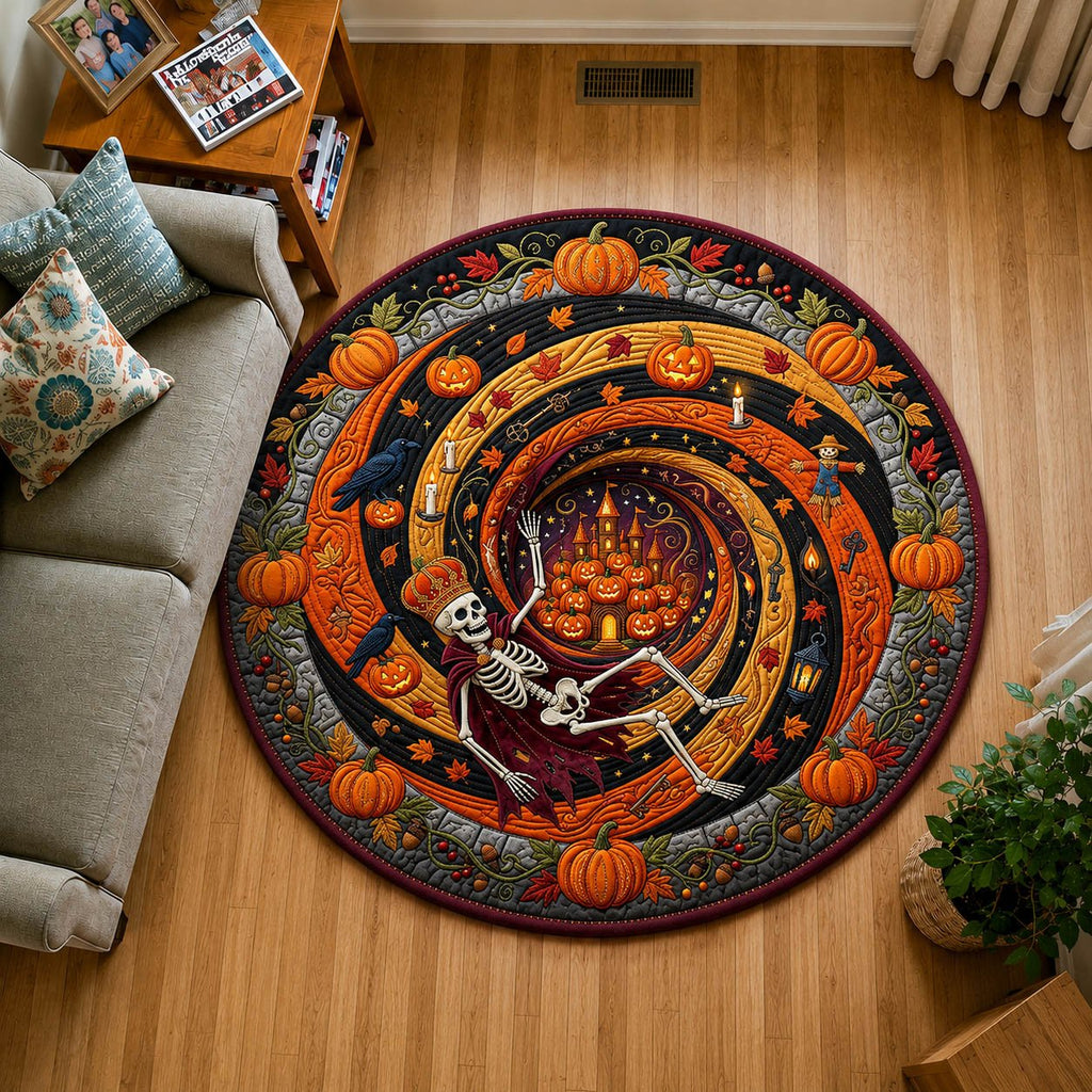 Skeleton Falling To Halloween Town Round Mat Rug - Nature Design | Serene Home Decor